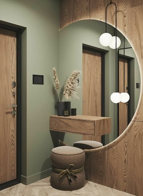 Elegant Oval Mirror in a Bedroom