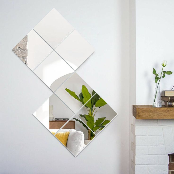 Modern Square Mirror in a Living Room