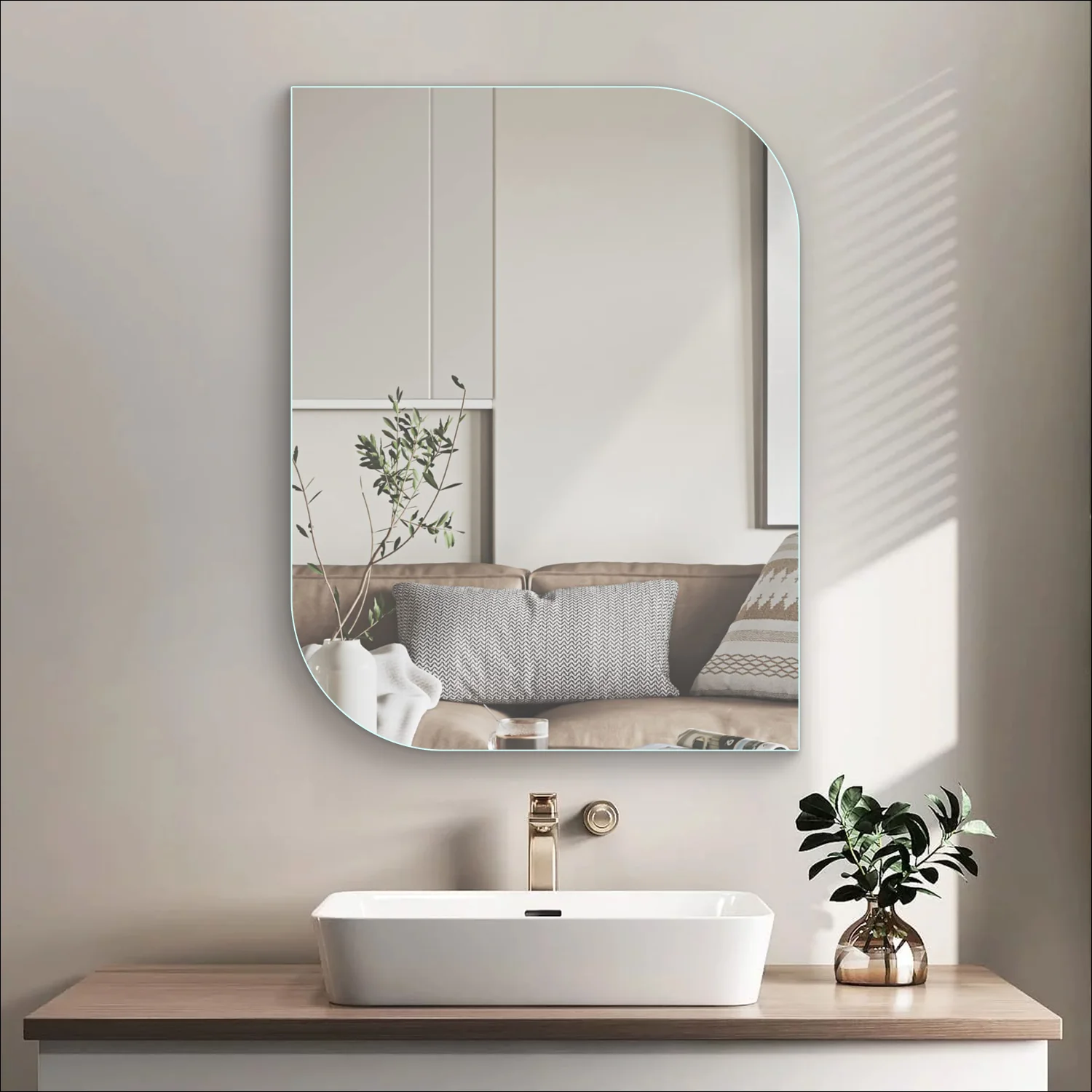 Vintage Square Mirror in a Dining Room